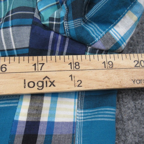 Talbots Blazer Womens 10 Blue Patchwork‎ Madras Plaid Cotton Two Button Lined - Picture 11 of 16